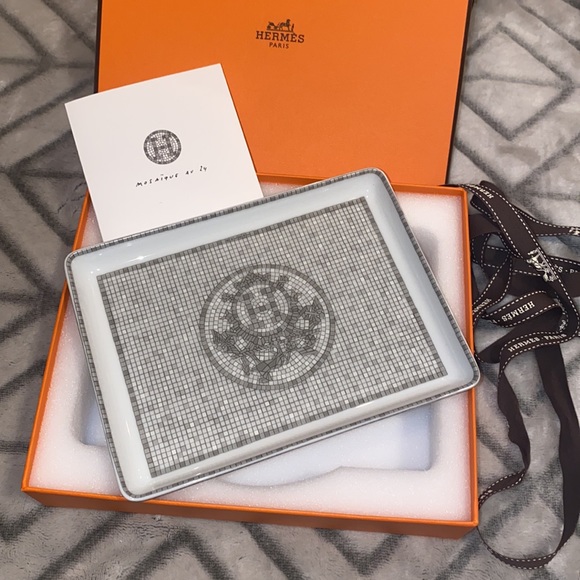 Hermes Dining Hermes Mosaique Au 24 Sushi Plate Porcelain Tray Platinum Poshmark